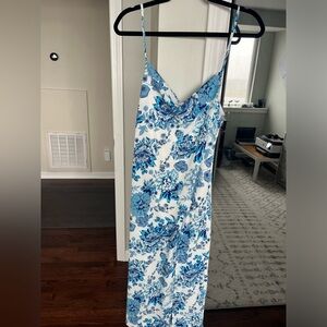 Pedal and pup blue floral Slip dress wore once. Had to retie back strap